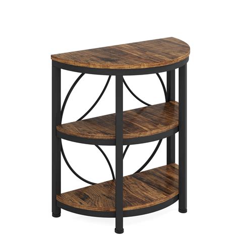 Tribesigns Half-Round End Table 3-Tier Narrow Side Table