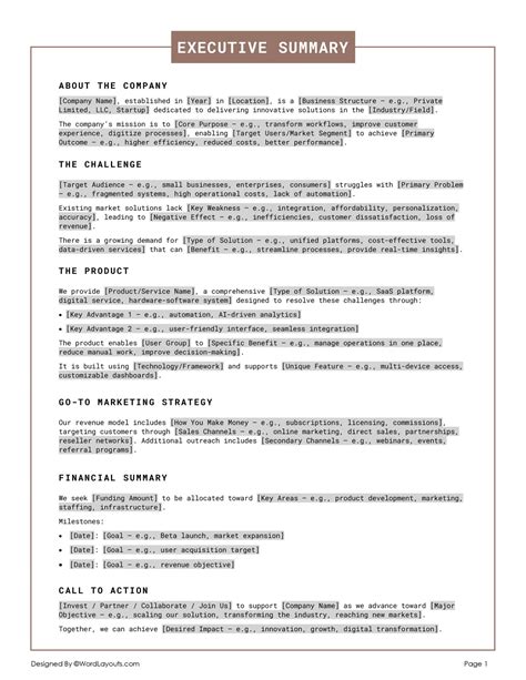 Free Executive Summary Templates (Word, Google Docs)