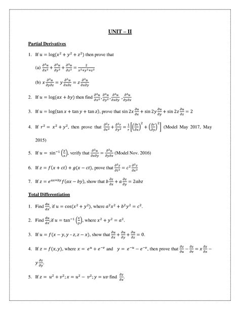 Unit-2 Of Mathematics-1 Complete Summary - UNIT – II Partial ...