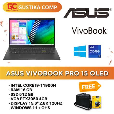 Jual ASUS VIVOBOOK PRO 15 OLED CI9-11900H RTX3050 4GB/16GB 512GB 2.8K ...