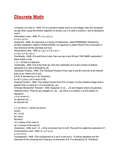 Image result for Discrete Math Course Revision Questions