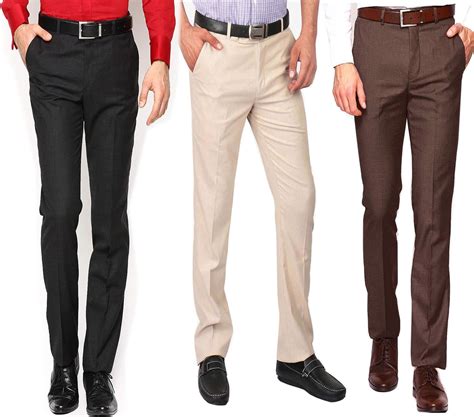 Buy AD & AV Men's Regular Fit Formal Trousers (Pack of 3) (PACKOF_3 ...