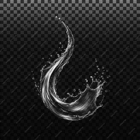 Psd water splashes liquid waves with swirls and drops fluid splashing ...