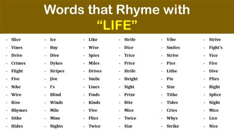 Life Rhyme Words - Words that Rhyme with Life - Engdic