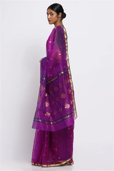 Orchid Purple Silk Chanderi Saree – Via East