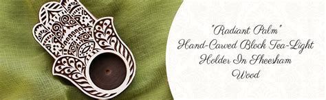Buy ExclusiveLane Radiant Palm Hand-Carved Block Tea-Light Holder ...