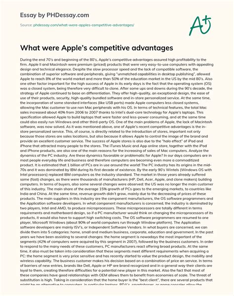 What were Apple’s competitive advantages - PHDessay.com
