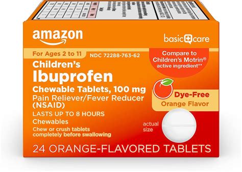 Buy Amazon Basic Care Children’s Ibuprofen Chewable Tablets, 100 mg ...