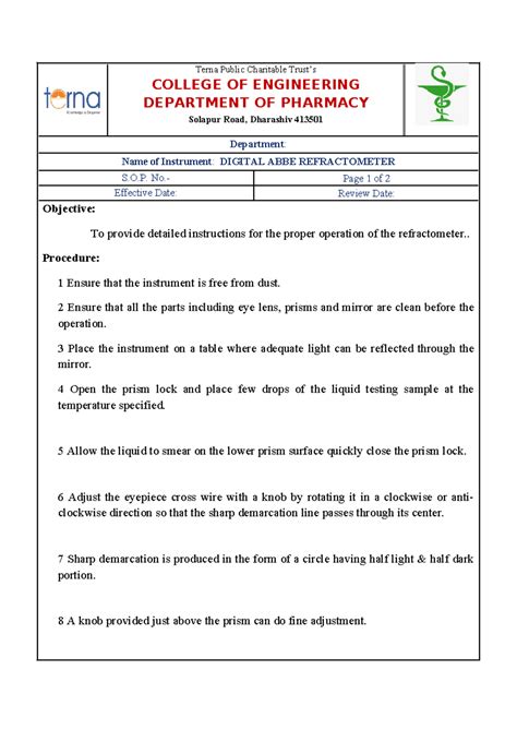 (SOP) Digital ABBE Refractometer - Terna Public Charitable Trust’s ...