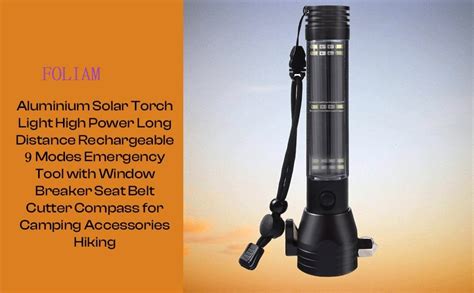 Foliam 9 in 1 Multi Function Flash Light,USB Rechargeable Solar Powered ...
