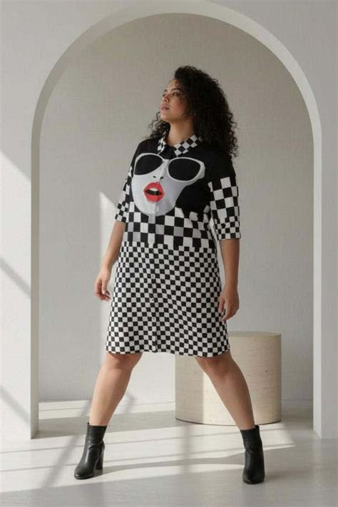 Plus Size Bold Face Shirt Dress Online in India | Amydus