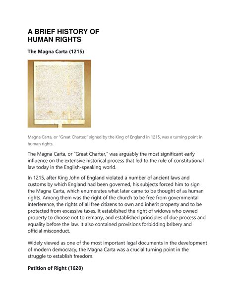 Human Rights History - Gv6tvyg gu ug uv uh uh yg - A BRIEF HISTORY OF HUMAN RIGHTS The Magna ... - history of human rights