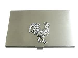 Buy Silver Toned Large Rooster Chicken Pendant Business Card Holder, na ...