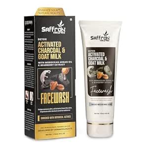 SAFFRON NATURALS Activated Charcoal & Goat Milk Face Wash with Moroccan ...