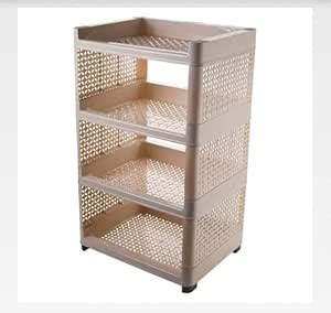 DHAVAL Multipurpose Use 4-Layer Plastic Storage Rack Shelf Organizer ...