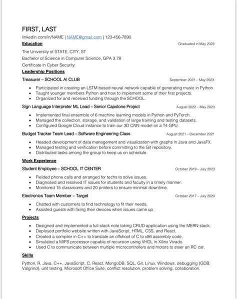 How’s my resume? Recent Computer Science Grad : r/resumes