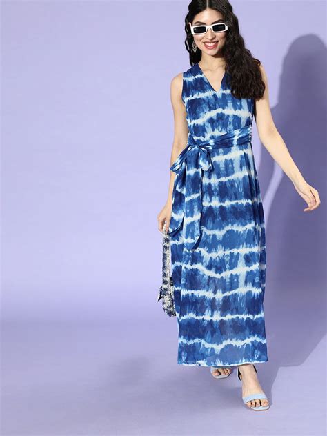 Women Blue Floral Tie and Dye Dress – CINK