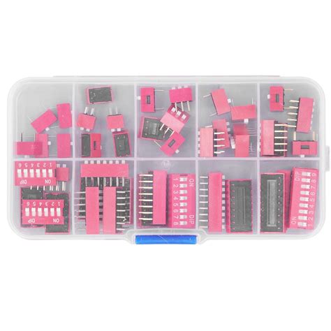 1-9P 2.54mm Pitch DIP Switch Kit 45pcs 1/2/3/4/5/6/7/8/9P DIP Switches ...