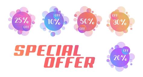 Special offer text and five percent icons | Premium Vector