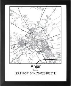 Anjar,Gujarat,India UNFRAMED Minimalist Map Line Art Print Poster Wall ...