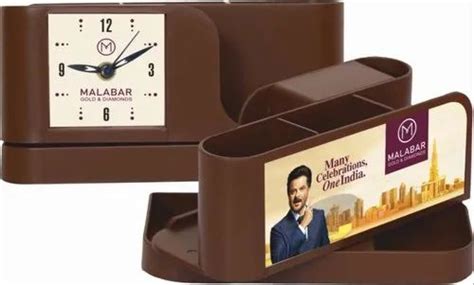 Promotional Table Clock Pen Stand - Customised Table Clock Cum Pen ...