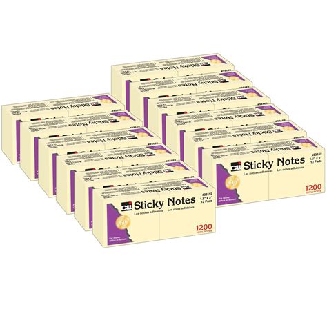 Sticky Notes, 1 1/2" x 2", Plain, 100 Sheets/Pad, 12 Pads/Pack, 12 ...
