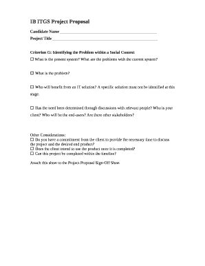 IB ITGS Project Proposal - Fill and Sign Printable Template Online