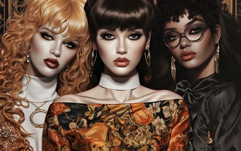 Download wallpaper girl, girls, portrait, makeup, trio, three girls, AI ...