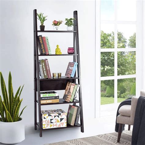 Living Room Bookshelf with 4 Open Shelves and 2 Door Base Cabinet ...