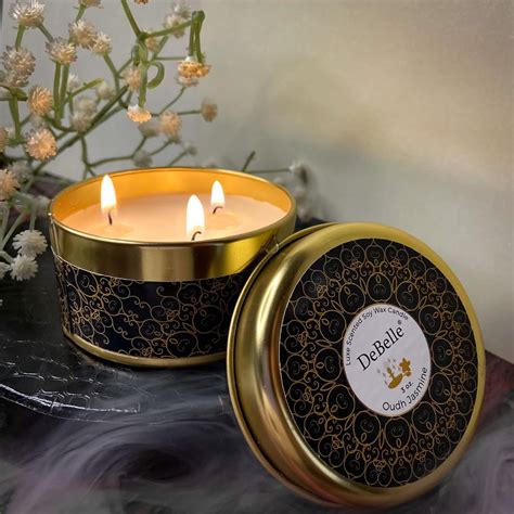 DeBelle Luxe Scented Soy Wax Candle - Oudh Jasmine | Upto 14 Hours ...