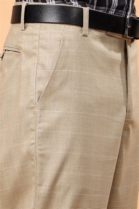 Buy Khaki Trousers & Mens Checked Trousers - Apella