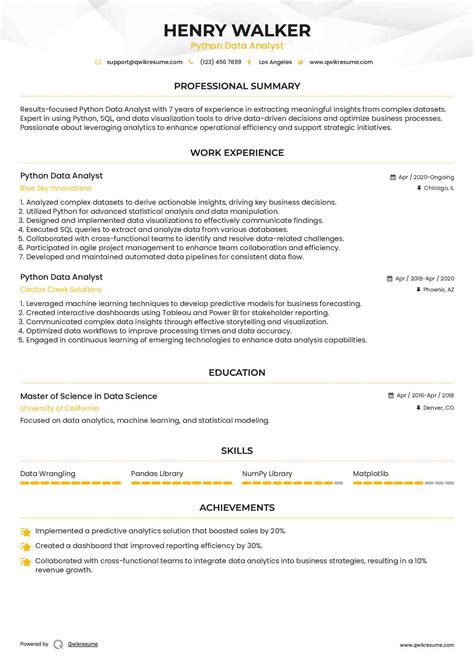 Image result for Python Developer Data Analyst Resume