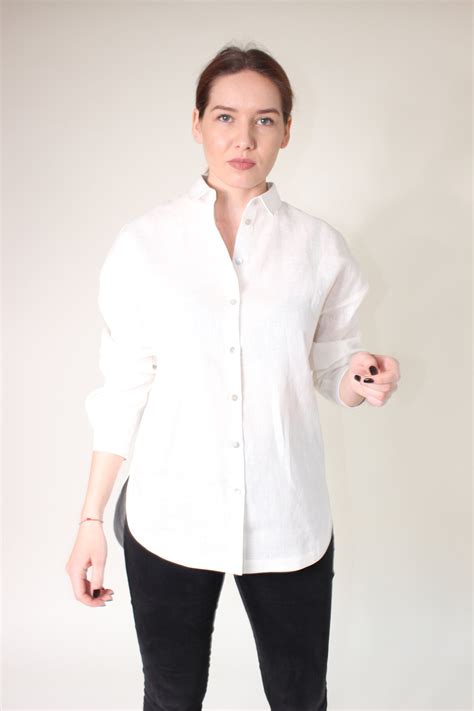 White Linen Blouse, White Linen Top, Linen Shirt Women, Capsule ...