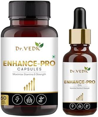 Dr Vedic 100% Pure & Natural E-Pro Duo | 30ml Oil & 60 Capsules for ...