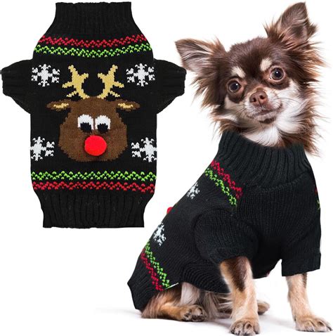 Amazon.com : BOBIBI Dog Sweater for Christmas Cartoon Reindeer Pet Cat ...