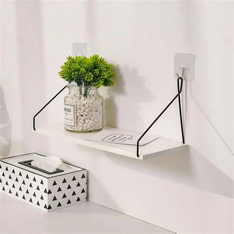 Floating wall shelf mount rack bracket wooden hanging home decorations ...