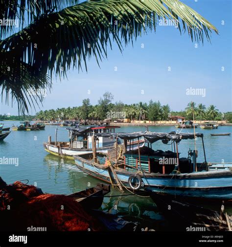 Fishing boat on the River Sal in the traditional fishing village of ...