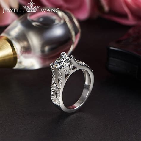 Jewellwang Moissanite Rings for Women Luxury Diamond Side Stone 1.0ct ...