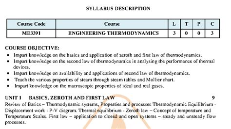 Engineering Thermodynamics Syllabus - ME3391 - Studocu