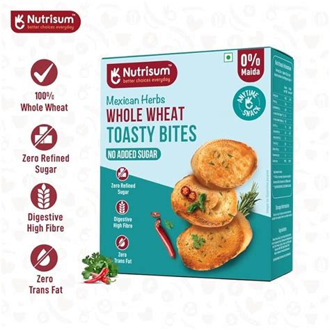 Nutrisum Whole Grain Toast/Toasty Bites – No Maida, Sugar-Free, High F