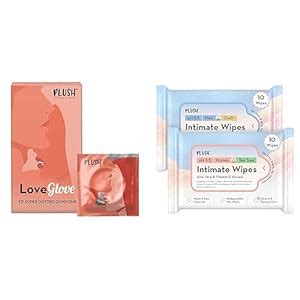 Buy Plush Dotted Condoms(10 count) & Play Intimate Wipes For Women ...