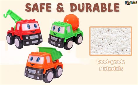 Toyshine Pack of 4 Toy Construction Cars Push and Go Play Set Friction ...