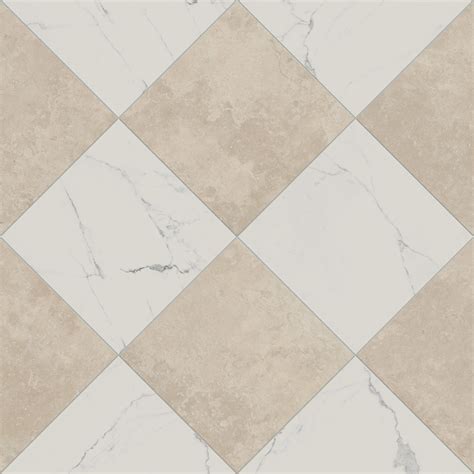 Leona 24x24 Checkerboard Matte Porcelain Tile in Calacatta and Marfil ...
