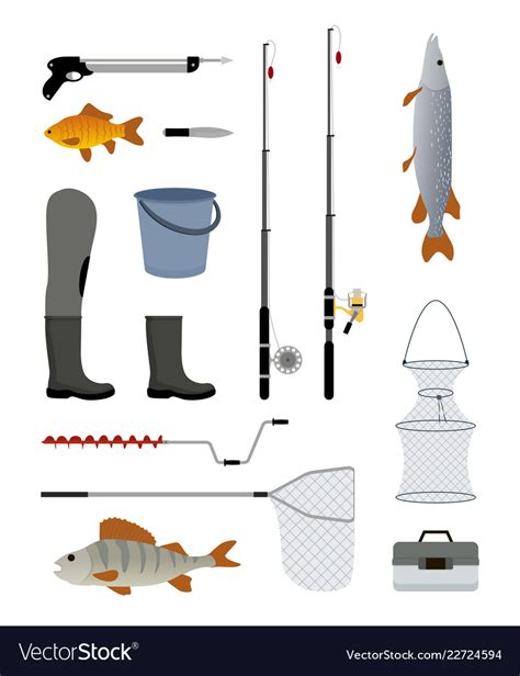 Fishing manufacturers icon set Royalty Free Vector Image
