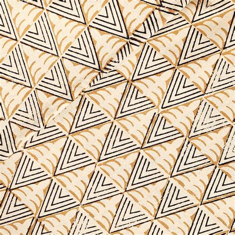 Pure Cotton Bagru Cream With Black Triangles Design Strips Hand Block ...