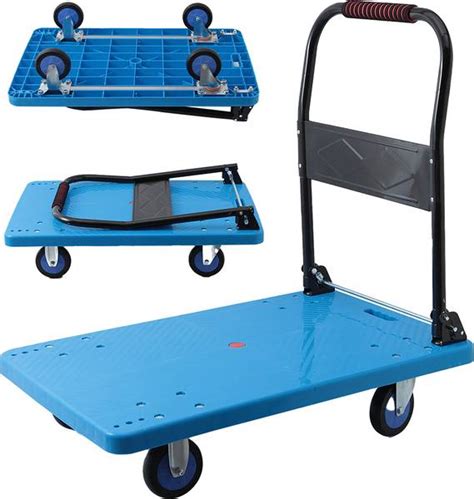 Cheston Folding Steel & Plastic Trolley with 4 Wheels 150 kg Capacity ...