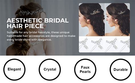 SNOWIE SOFT Bride Hair Pins Floral Hair Vine 5Pcs Set, Pearl Crystal ...