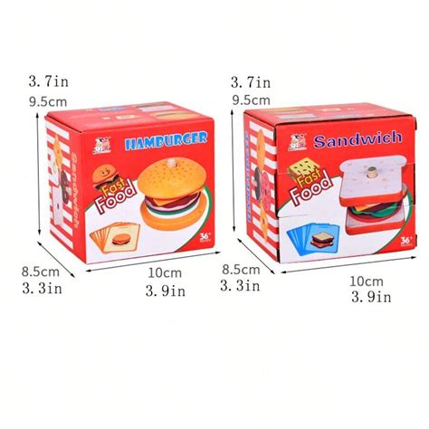 1 Box Kids Pretend Play Wooden Hamburger & Sandwich Kit, Cutting Food ...
