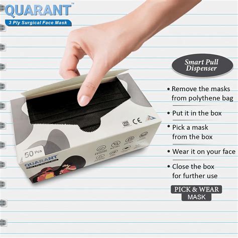 Buy QUARANT KIDS BLACK 3 PLY DISPOSABLE SURGICAL FACE MASK FOR BOYS ...