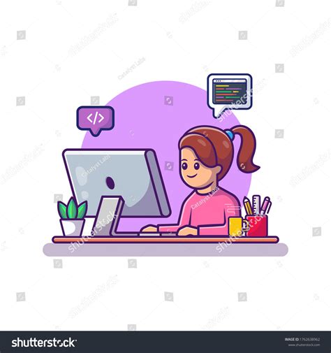 Image result for Cartoon Computer Girl